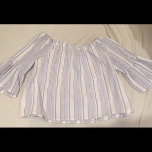 Blue/ White Striped Off-the-Shoulder Top (iris)